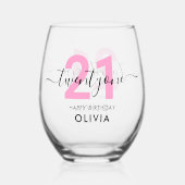 Verre À Vin Sans Pied Moderne Elégant rose 21e anniversaire (Recto)