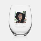 Verre À Vin Sans Pied Moderne En Mémoire Amoureuse | Mémorial photo (Recto)