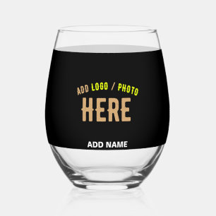 VERRE À VIN SANS PIED MODERNE ET MODERNE PERSONNALISABLE NOIR VÉRIFIÉ