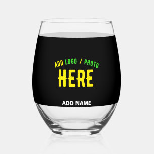 VERRE À VIN SANS PIED MODERNE ET MODERNE PERSONNALISABLE NOIR VÉRIFIÉ