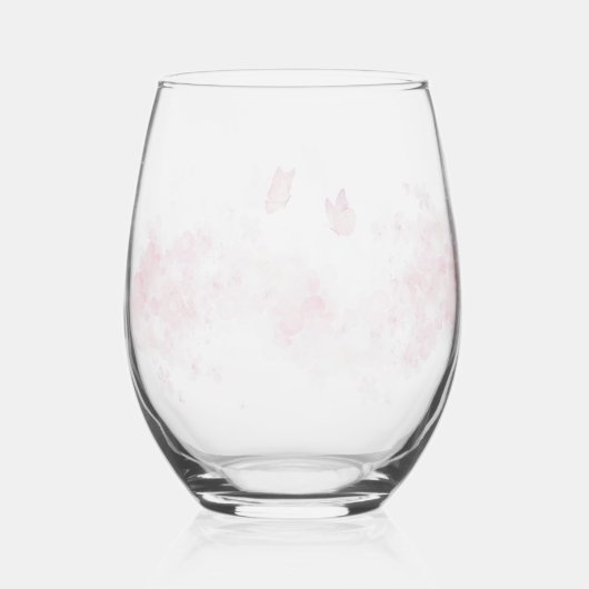 Verre À Vin Sans Pied Moderne simple papillon rose floral Fleurs mariage (Recto)