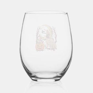 Verre À Vin Sans Pied Momie d'Halloween Bouledogue Français Citrouille B