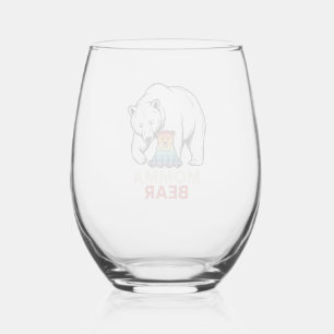 Verre À Vin Sans Pied Momma Bear Arc-en-Ciel Design de Chemise avec Grav