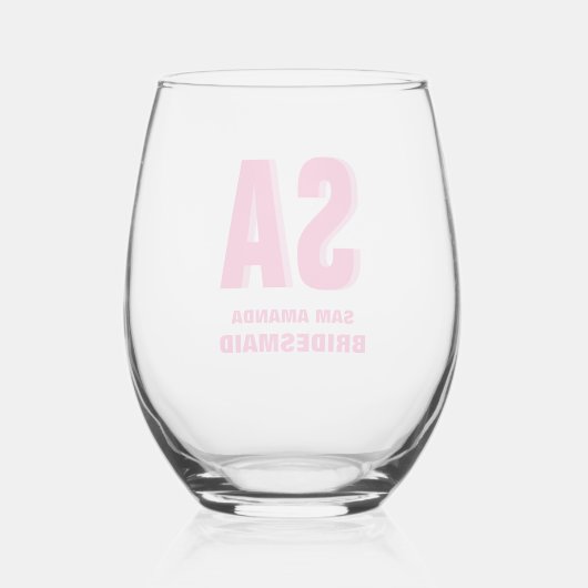 Verre À Vin Sans Pied Monogramme à double ombre personnalisé (Verso)
