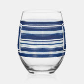 Verre À Vin Sans Pied Monogramme à rayures bleues et blanches (Gauche)