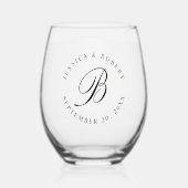 Verre À Vin Sans Pied Monogramme Adresse initiale ou Mariage (Recto)