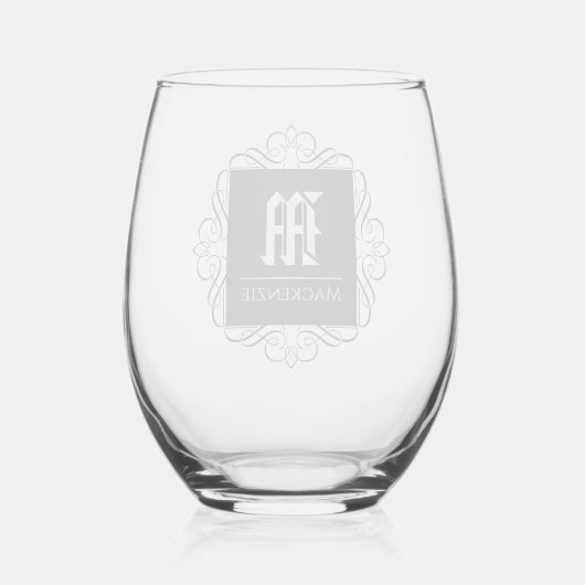 Verre À Vin Sans Pied Monogramme classique Cadre élégant Personnalisé (Verso)