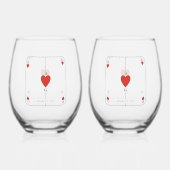 Verre À Vin Sans Pied Monogramme Coeurs Jouer Carte Mariage Faveur (Verso)