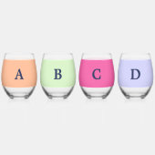 Verre À Vin Sans Pied Monogramme Couleurs solides Élégant Ensemble moder (Recto)