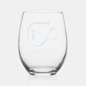 Verre À Vin Sans Pied Monogramme customisé "D" Nom Printemps Abstrait Bl (Verso)