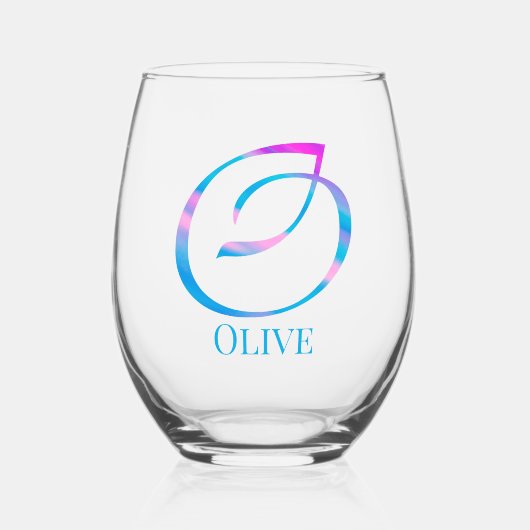 Verre À Vin Sans Pied Monogramme customisé "O" Nom Printemps Abstrait Bl (Recto)