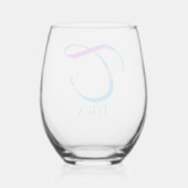 Verre À Vin Sans Pied Monogramme customisé "T" Nom Printemps Abstrait Bl (Verso)