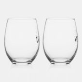 Verre À Vin Sans Pied Monogramme de mariage personnalisé avec tige flora (Droite)