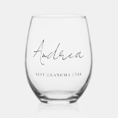 Verre À Vin Sans Pied Monogramme de script de la meilleure grand-mère (Recto)
