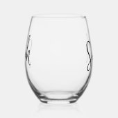 Verre À Vin Sans Pied Monogramme de script de nom minimaliste moderne (Droite)