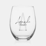 Verre À Vin Sans Pied Monogramme et nom d'une servante d'État moderne pe<br><div class="desc">Monogramme et cadeaux de nom de Bridesmaid Ce design présente le nom de femme de pont personnalisée en gris moderne écriture manuscrite style de police et monogramme en gris clair gris moderne style de police sans serif moderne en arrière - plan, avec des détails mariages en gris moderne style de...</div>