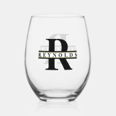 Verre À Vin Sans Pied Monogramme et nom gras Noir/Or ID613 (Recto)