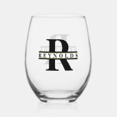 Verre À Vin Sans Pied Monogramme et nom gras Noir/Or ID613 (Verso)