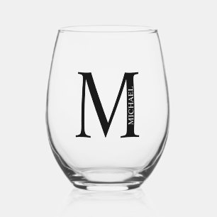 Verre À Vin Sans Pied Monogramme et nom personnalisés
