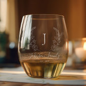 Verre À Vin Sans Pied Monogramme et nom script élégant personnalisé