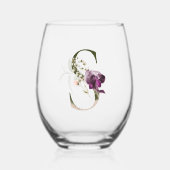 Verre À Vin Sans Pied Monogramme Floral Féminin Initial S (Recto)