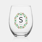Verre À Vin Sans Pied Monogramme initial - Noël (Recto)