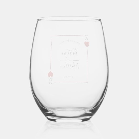 Verre À Vin Sans Pied Monogramme Jeu Carte Mariage Enregistrer La Date (Verso)