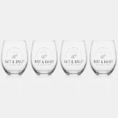 Verre À Vin Sans Pied Monogramme Mariage de fleurs modernes (Recto)