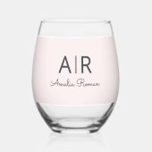 Verre À Vin Sans Pied Monogramme minimal initial et nom Pastel rose (Recto)