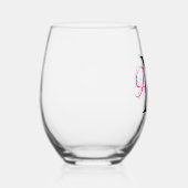 Verre À Vin Sans Pied Monogramme noir et rose chaud personnalisé (Droite)