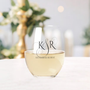 Verre À Vin Sans Pied Monogramme personnalisé Élégant Esperluette
