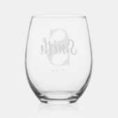 Verre À Vin Sans Pied Monogramme personnalisé gris et noir (Verso)