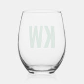 Verre À Vin Sans Pied Monogramme Personnalisé Ombre Bleue Verte Moderne (Verso)