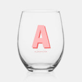 Verre À Vin Sans Pied Monogramme personnalisé rose moderne (Recto)