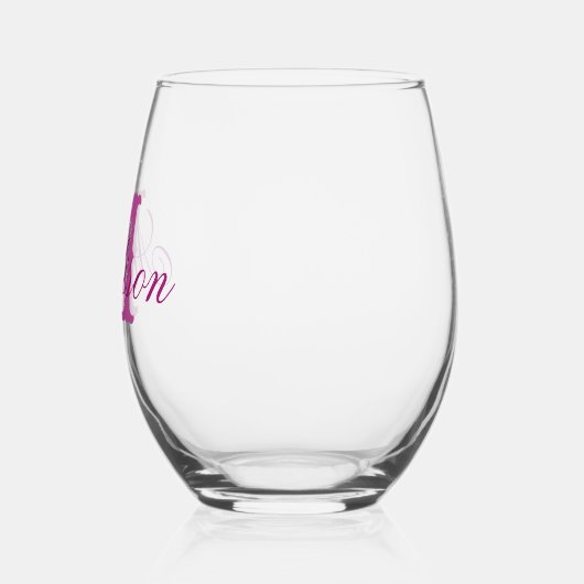 Verre À Vin Sans Pied monogramme rose et nom de la fille (Gauche)