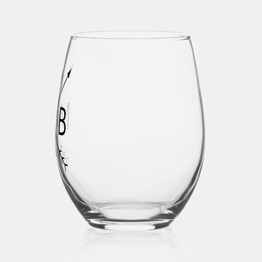 Verre À Vin Sans Pied Monogrammes personnalisés Love Heart Flèches 2024 (Gauche)