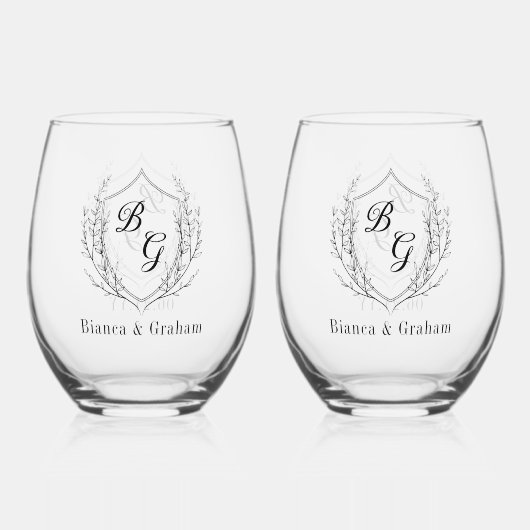 Verre À Vin Sans Pied Monographie classique mariage crête nouvellement m (Verso)