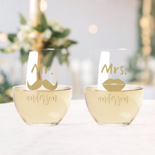 Verre À Vin Sans Pied Monsieur & Madame Lèvres personnalisées pour maria