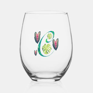 Verre À Vin Sans Pied Monstera Alphabet "C"