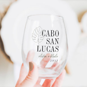 Verre À Vin Sans Pied Monstera Leaf Destination Mariage Favoriser