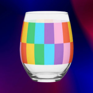 Verre à vin sans pied Motif de blocs Étapes arc-en