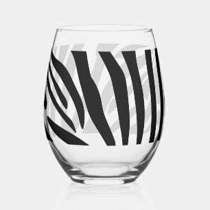 Verre À Vin Sans Pied Motif Imprimé Zèbre Noir et Blanc Audacieux