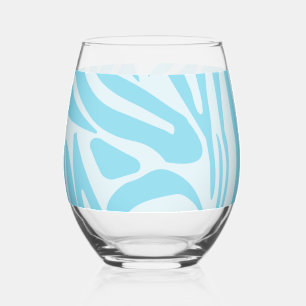 Verre À Vin Sans Pied Motif Zèbre Bleu