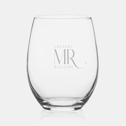Verre À Vin Sans Pied MR, Élégante Typographie gris clair (Recto)