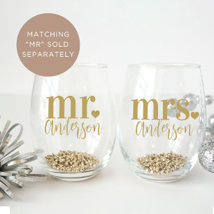 Verre À Vin Sans Pied MRS. Nom Mariage personnalisé