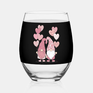 Verre À Vin Sans Pied Nains de la Saint-Valentin à carreaux buffs roses