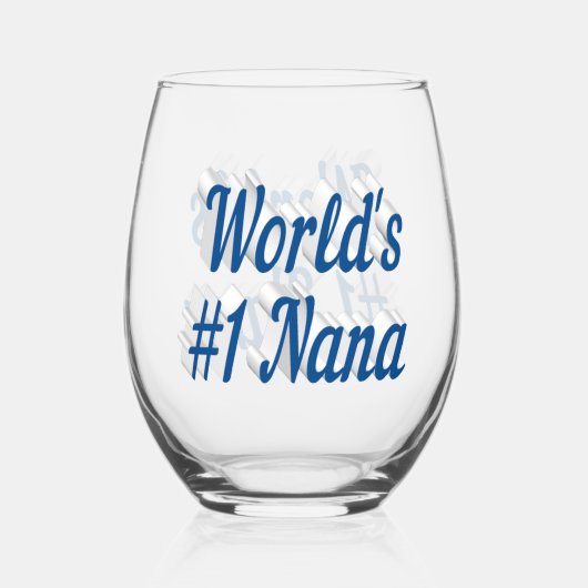 Verre À Vin Sans Pied Nana bleu marine demi texte (Recto)
