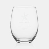 Verre À Vin Sans Pied Nautique Marine Blue Starfish Beach Mariage (Verso)