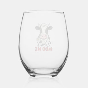 Verre À Vin Sans Pied Ne me moo pas drôle vache gravure vintage