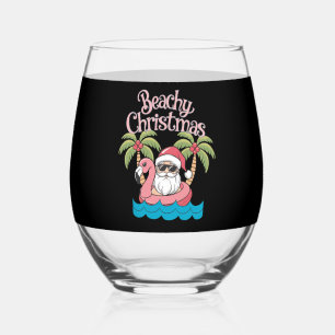 Verre À Vin Sans Pied Noël à la plage Vacances tropicales Santa Beach